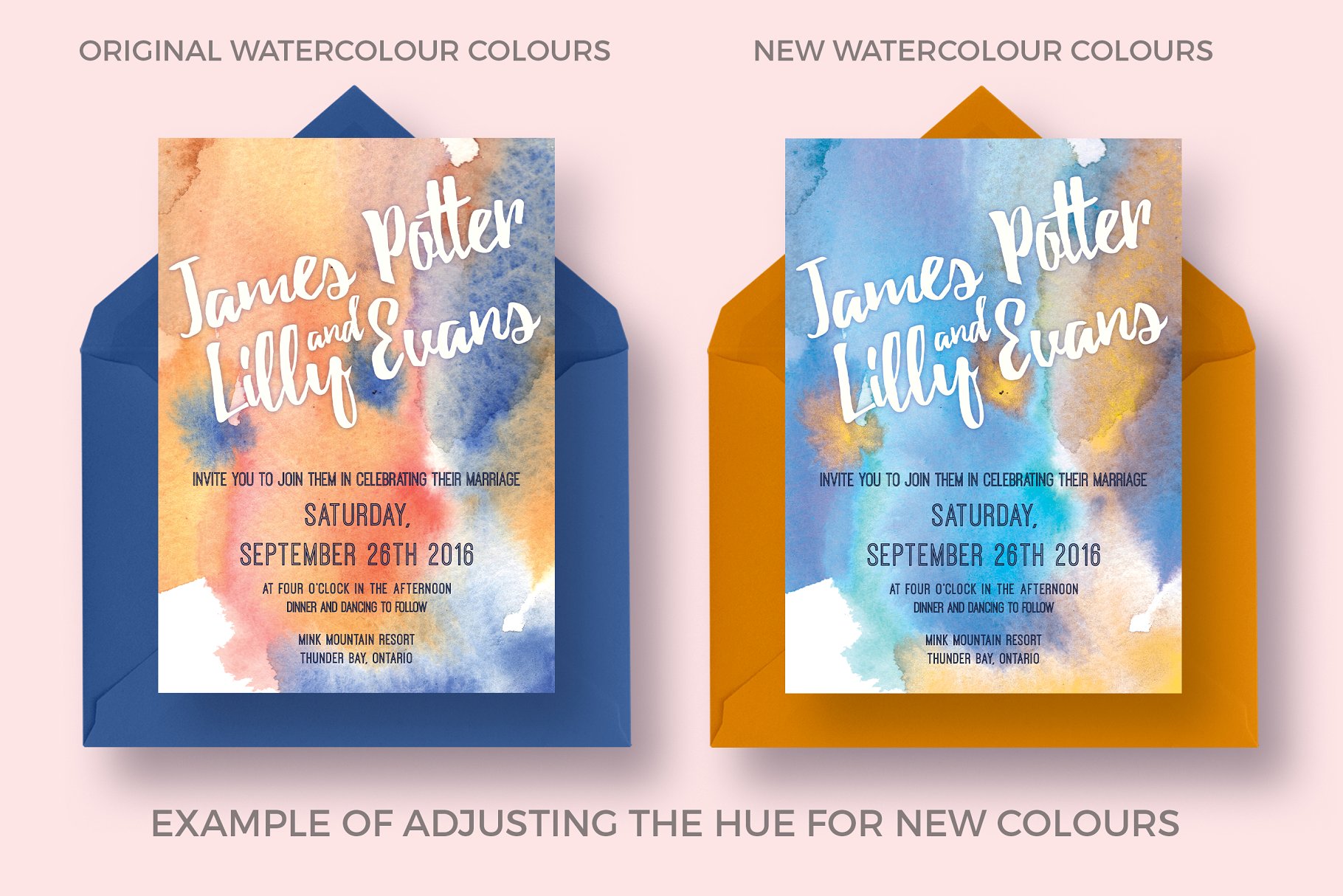 水彩纹理背景婚礼设计套件合集 Artsy Wedding Invitation Collection插图(3)