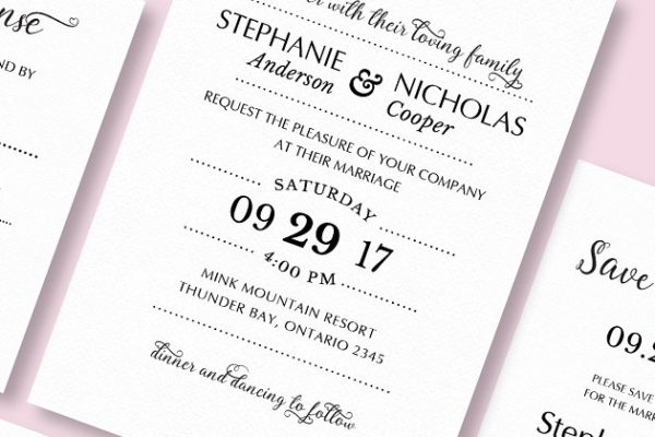 西式简约风格结婚请柬设计模板 Love the Curl Wedding Invitation