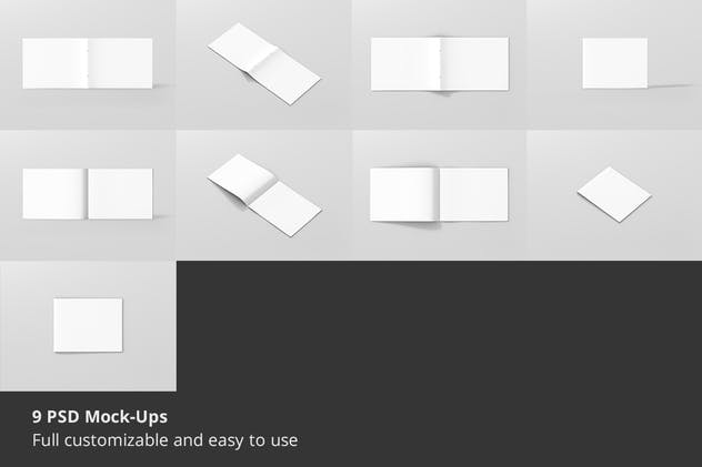 横版企业画册/宣传册/折页传单封面设计图样机素材库精选 US Letter Landscape Brochure / Magazine Mock-Up插图(1)