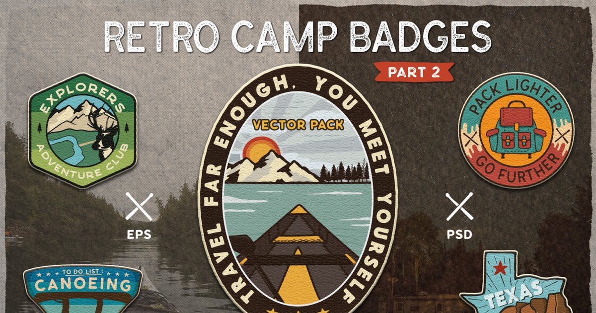欧美复古设计风格野营徽章/户外探险品牌Logo标志设计模板合集v2插图