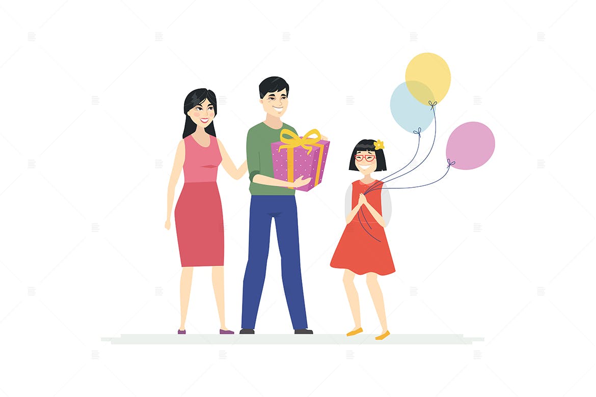 生日会场景卡通人物矢量图形 Happy birthday – cartoon people characters插图(1)