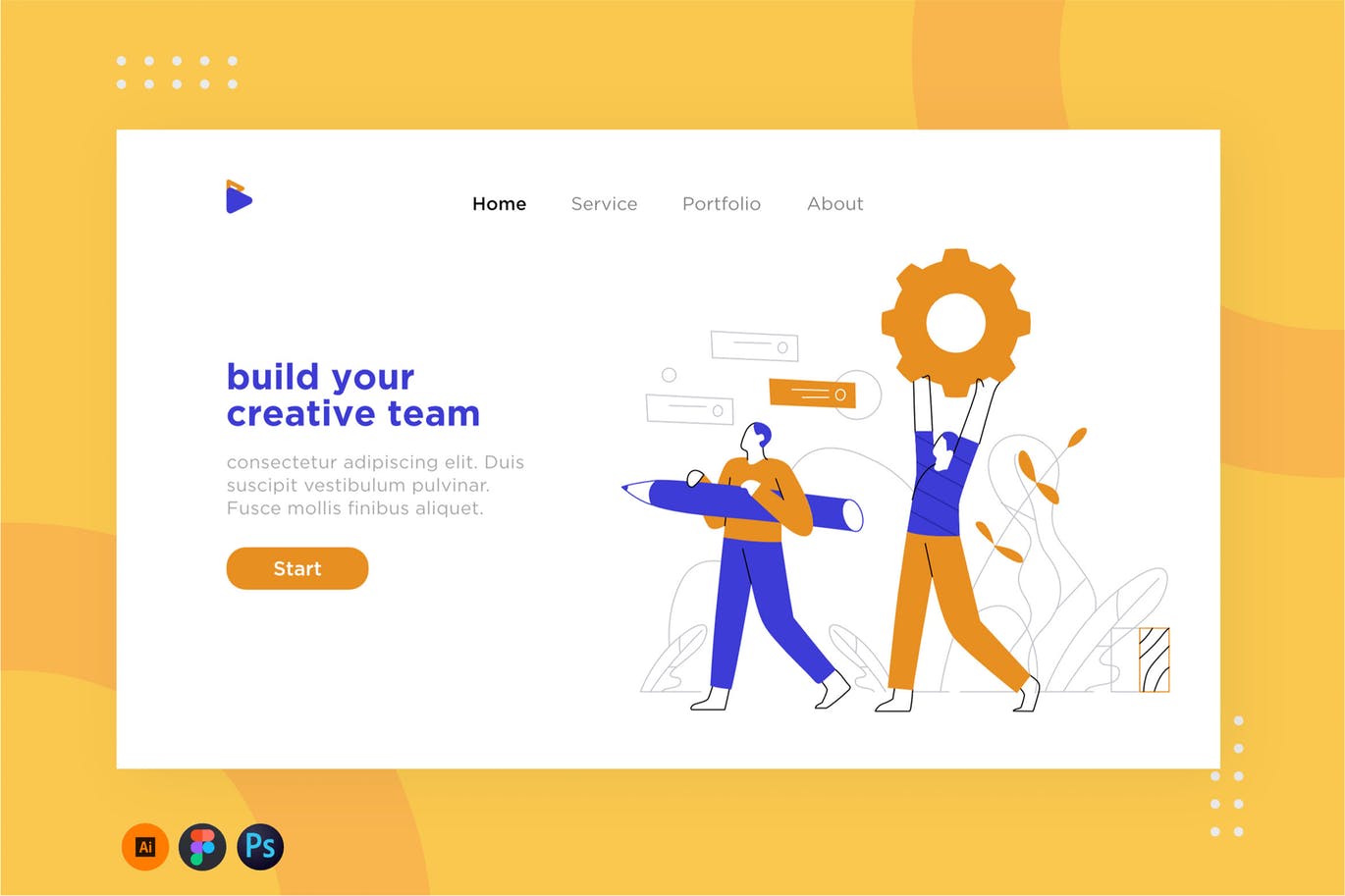 团队管理主题网站设计概念插画素材 Team work illustration for website 1.1插图