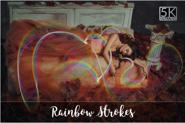 5K分辨率彩虹笔画叠层背景 5K Rainbow Strokes Overlays