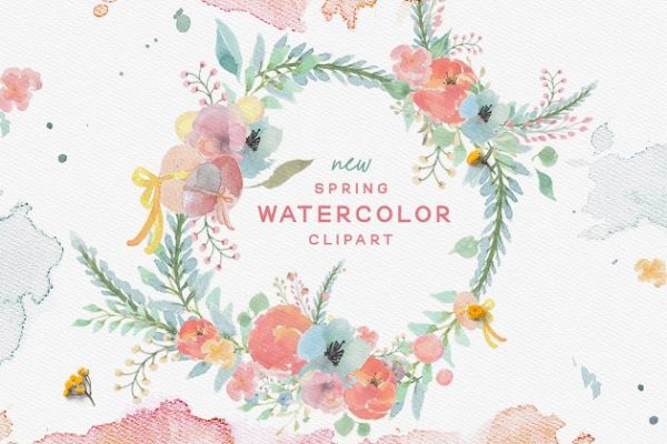 春天主题水彩剪贴画合集 Spring Watercolor Clipart Set