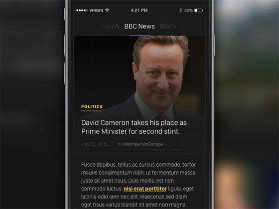 暗色调新闻应用界面素材之家精选sketch素材
