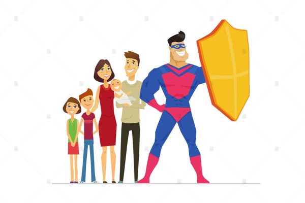 保险服务主题扁平设计风格矢量插画素材库精选素材 Insurance service – flat design style illustration