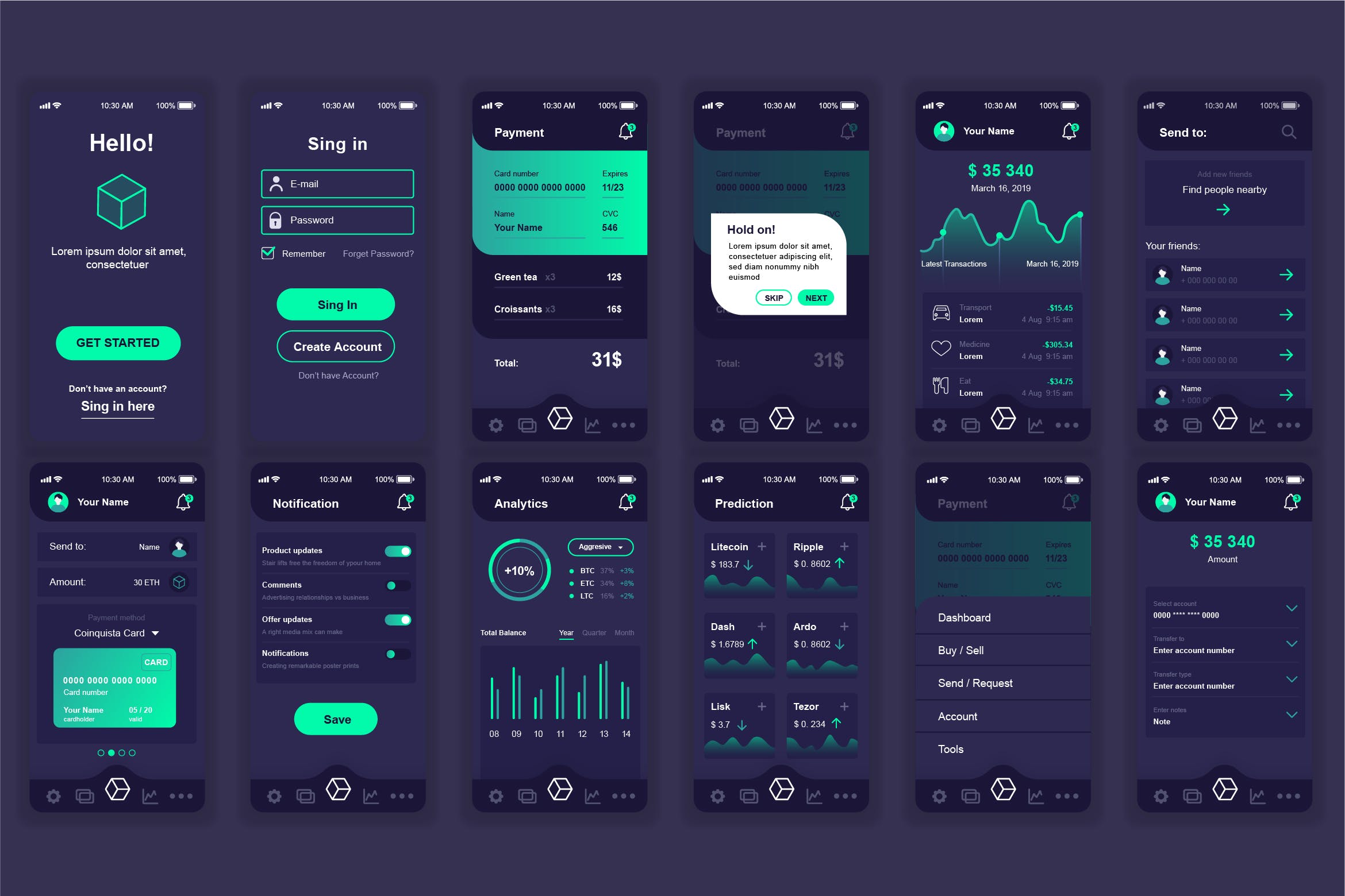 区块链APP应用用户交互界面设计套件 Blockchain Mobile App UI Kit插图