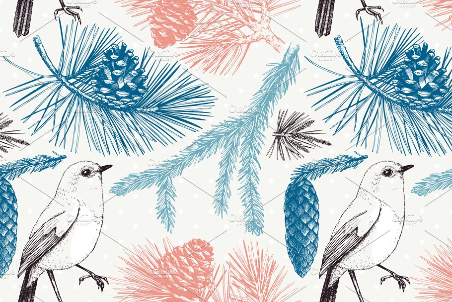 矢量针叶树图形素材集 Vector Conifer Trees Collection插图(7)