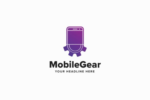 移动齿轮图形机械设备主题 Logo 模板 Mobile Gear Logo Template