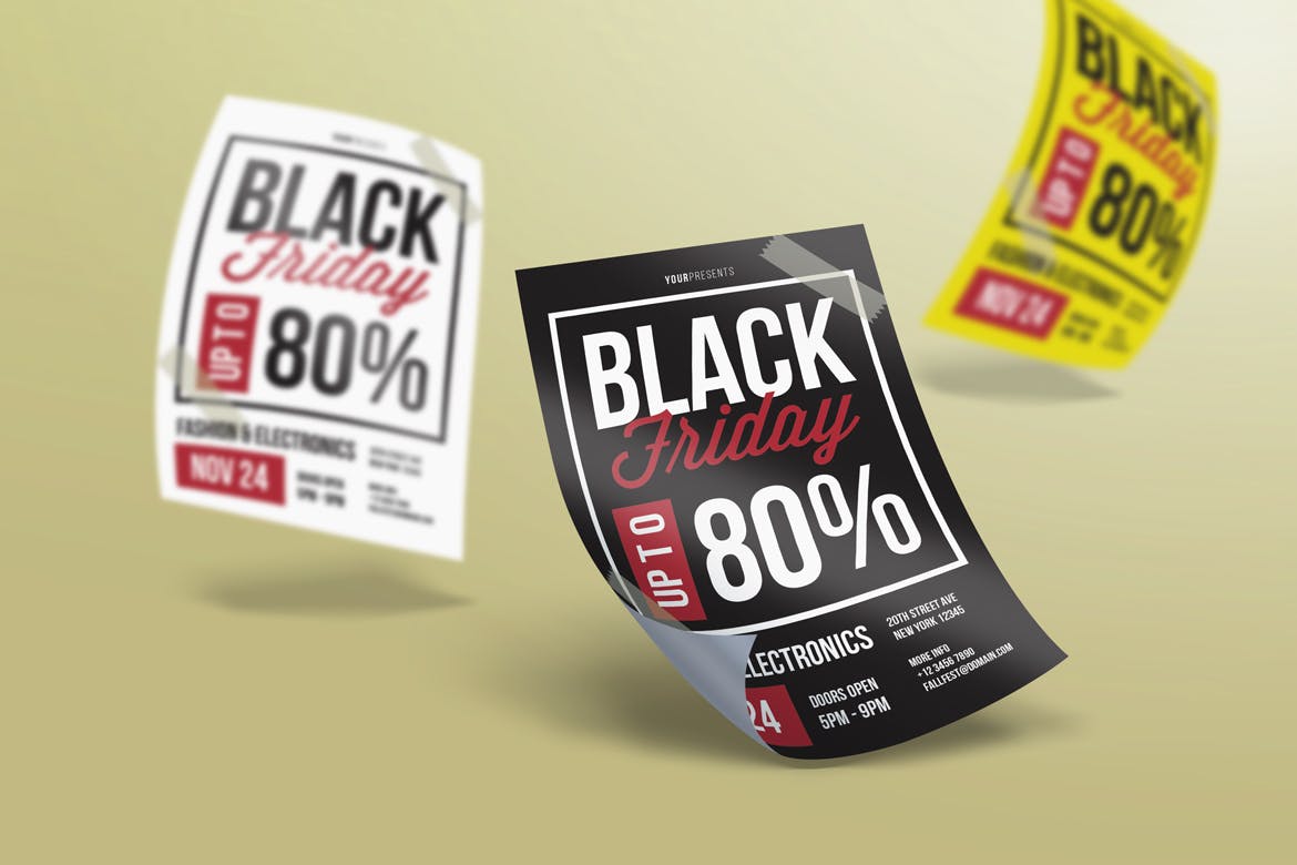 2019黑色星期五促销海报设计模板 Black Friday Sale Flyer插图(1)