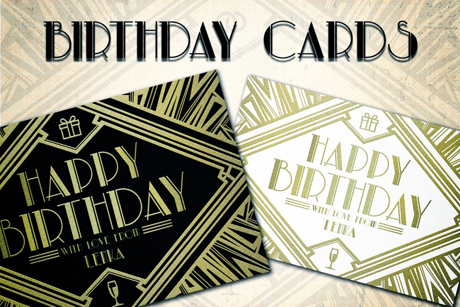 装饰派艺术企业名片模板 Art Deco Card插图(2)