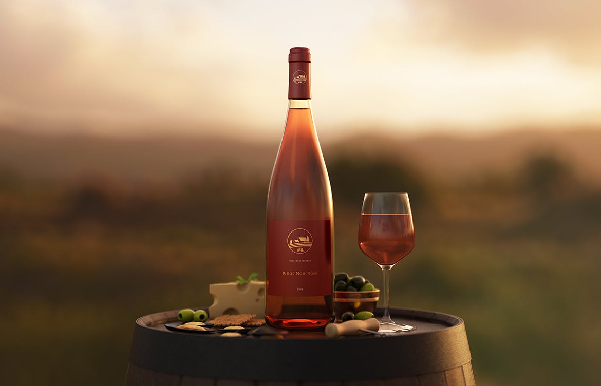 勃艮第葡萄酒瓶设计样机 Burgundy Wine Bottle Mockup插图(2)