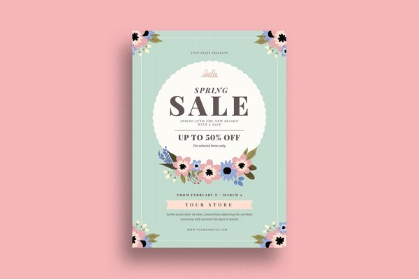 春季销售pop促销广告海报设计模板 Spring Sale Event Flyer
