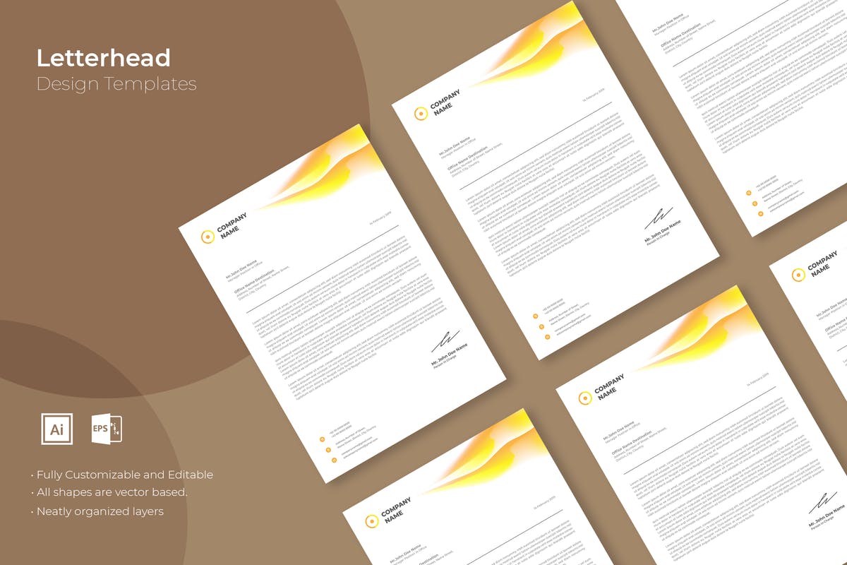 企业品牌VI设计信笺/信头版式模板v43 SRTP- Letterhead Design.43插图