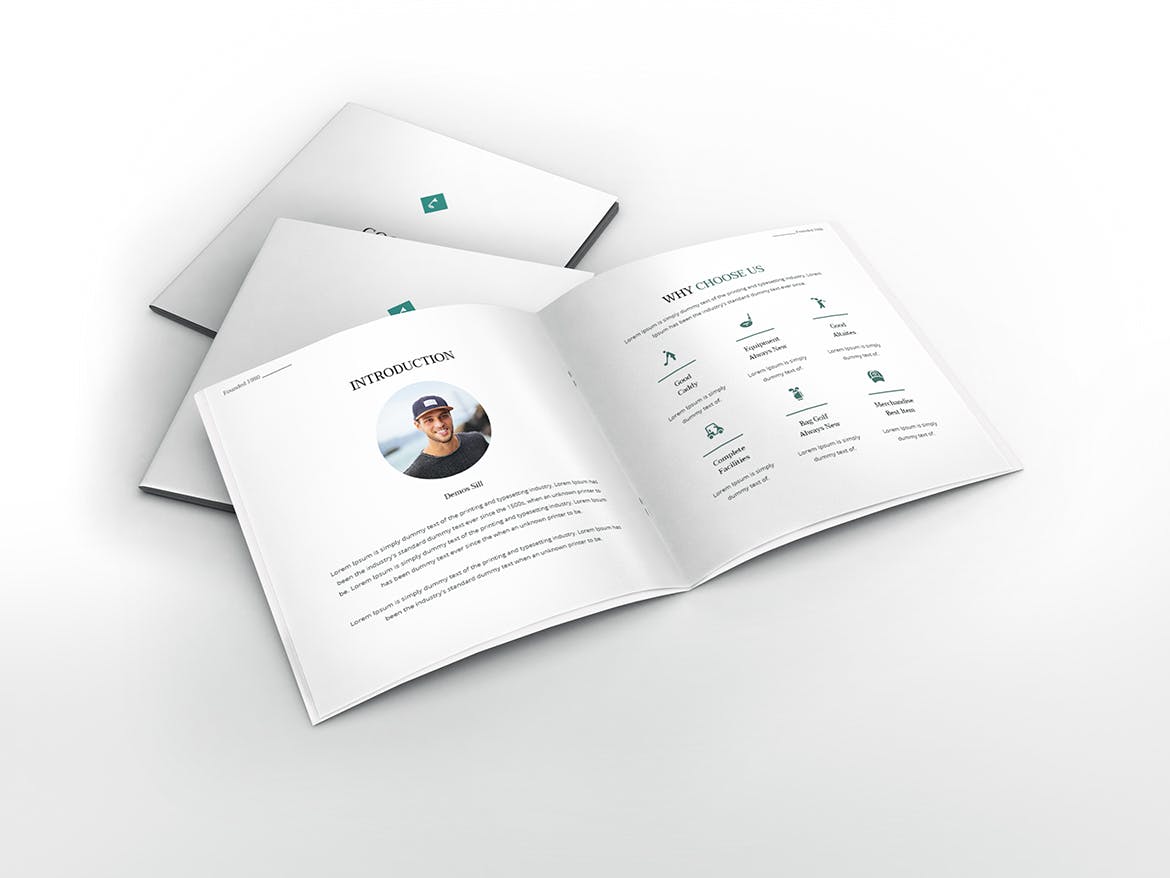 高尔夫俱乐部/体育运动场馆介绍画册设计模板 Golf Square Brochure Template插图(3)