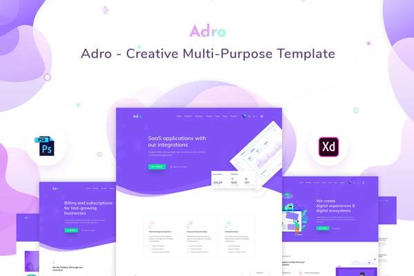 素材库下午茶：有创意的网页模板UI KITS下载[PSD,XD]