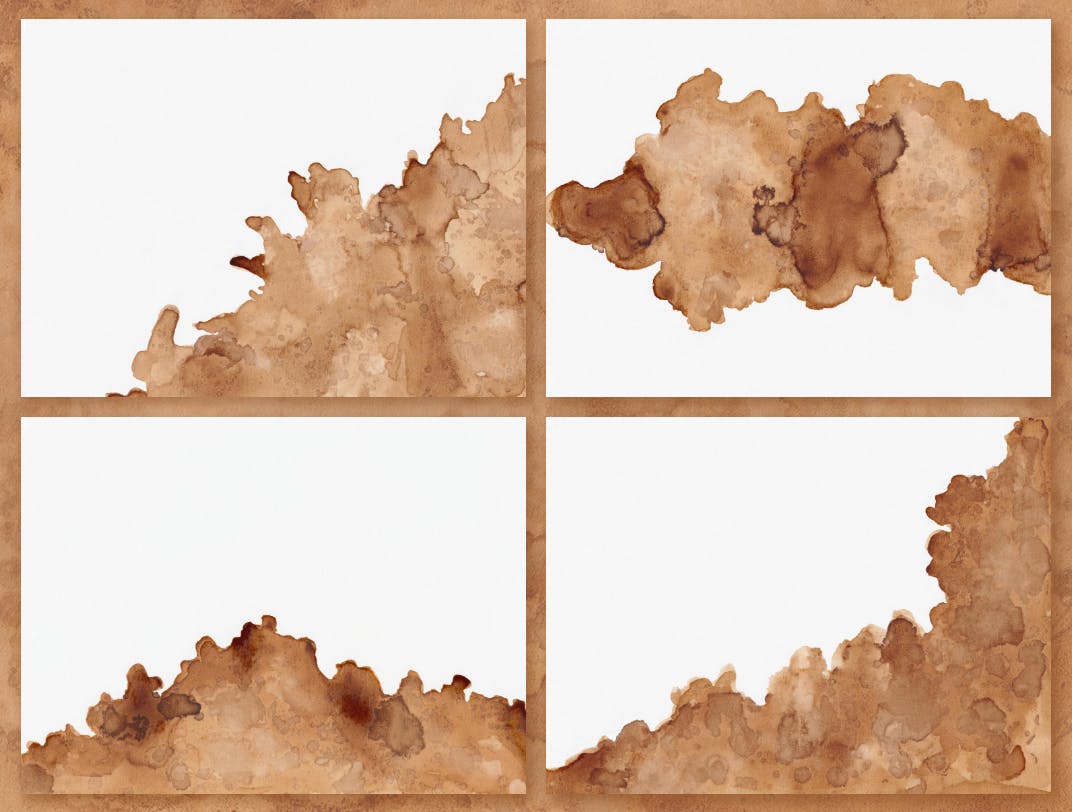 咖啡色水彩咖啡污迹肌理纹理背景素材 Watercolors Coffee Backgrounds插图(10)