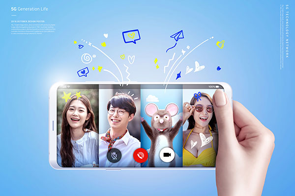 5G生活主题网络直播/视频通话海报设计素材