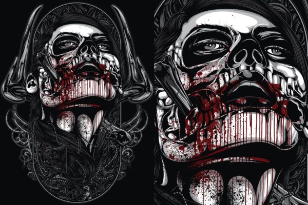 生化恐怖头像手绘印花图案素材 The Chemistry Between Us