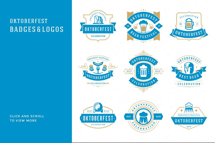 啤酒节主题Logo徽标模板/设计元素 Oktoberfest big bundle插图