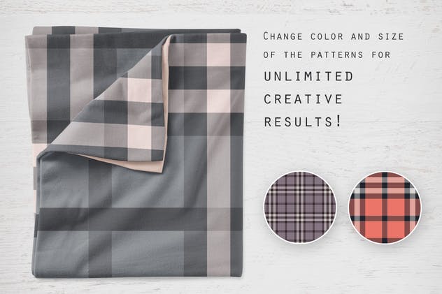 家居风格格子印花无缝图案 Plaid Seamless Patterns插图(1)