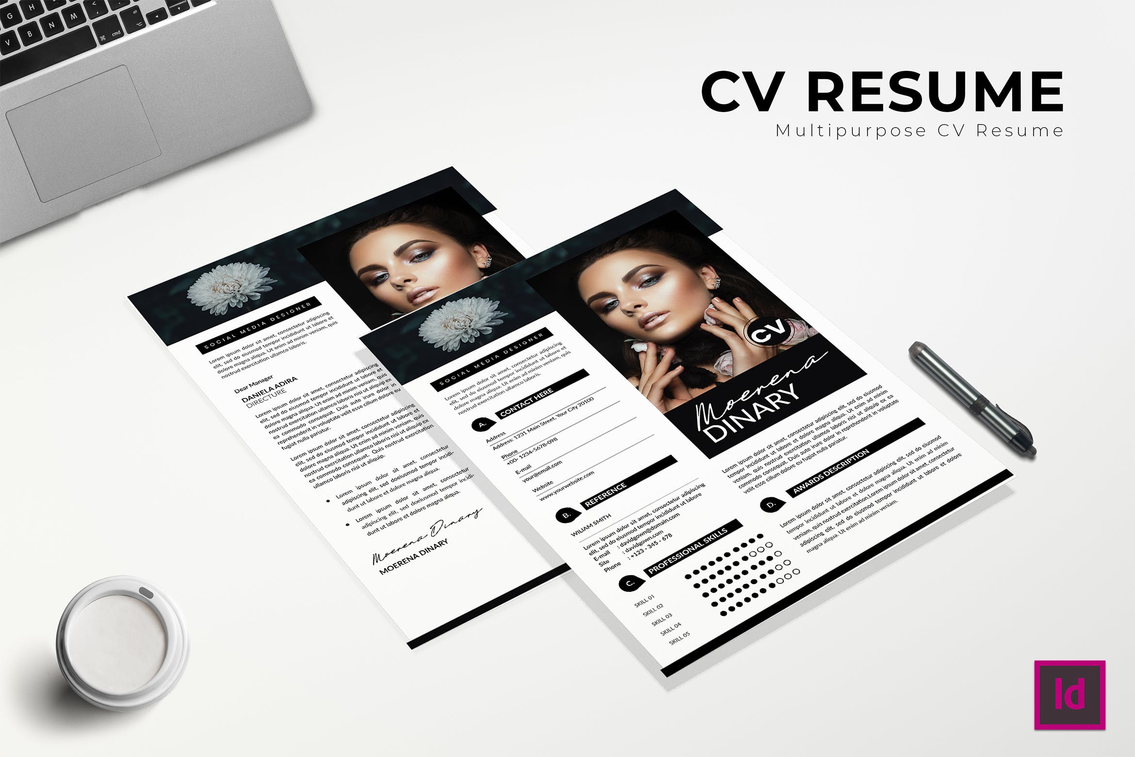 化妆师个电子素材库精选简历模板 Modernity CV Resume插图