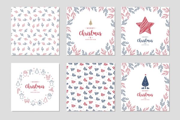 圣诞贺卡矢量设计模板素材v2 Christmas Card Set Vector vol.2