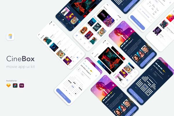 素材库下午茶：电影订座订票APP UI KIT套装模板