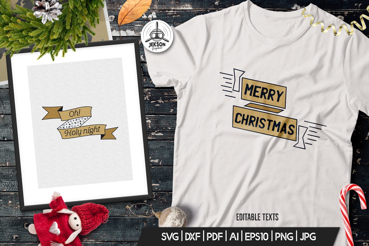 圣诞节主题T恤印花图案矢量设计素材 Christmas Designs Bundle. Vector TShirt Prints SVG插图(1)