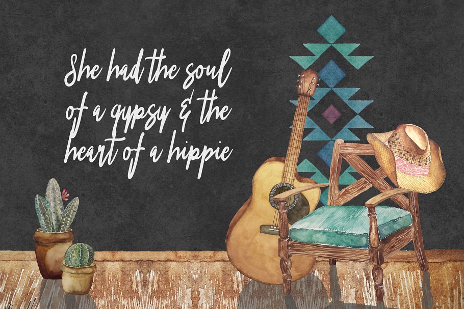 复古波希米亚风格手绘水彩素材[1.92GB] Watercolor Boho Scene Creator插图(7)