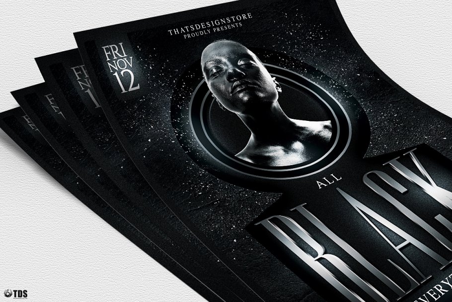 黑人服装俱乐部传单PSD模板v3 Black Party Flyer PSD V3插图(4)