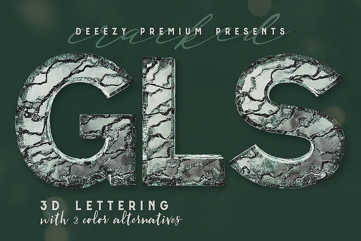 时尚高端3D立体破裂的玻璃质感的数字英文字体（png）插图