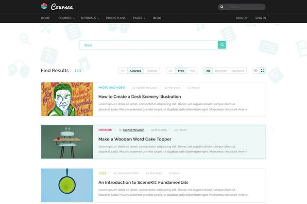 在线教育&线上培训网站PSD模板 Coursea – Online Tutorials & Courses Template插图(5)
