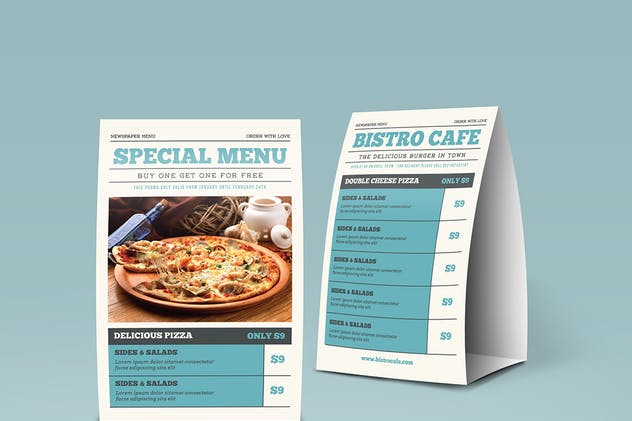 报纸设计风格西餐菜单模板套装 Newspaper Style Menu Package插图(4)