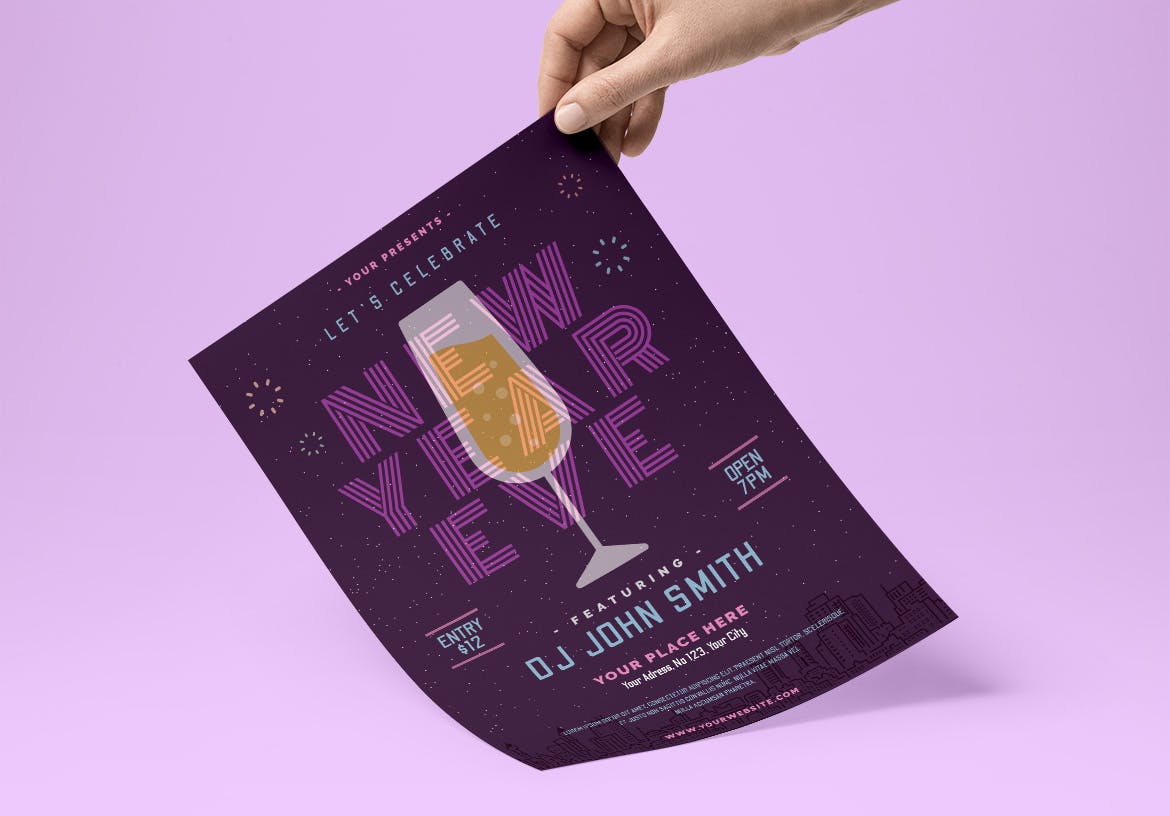 新年祝酒会活动宣传单模板v2 New Year Flyer插图(1)