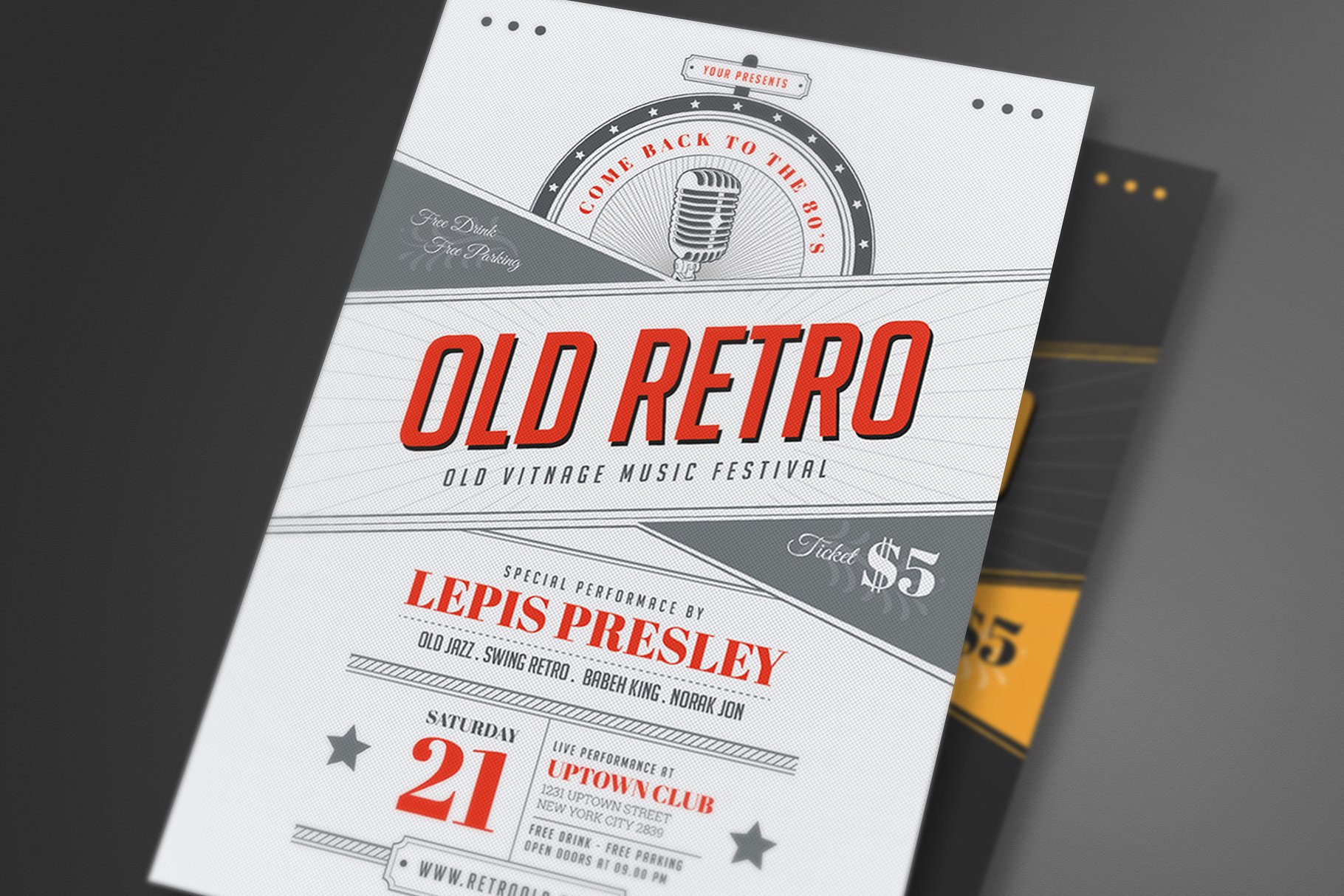 复古独立音乐节宣传单模板设计素材 OLD Vintage Indie Flyer插图(2)