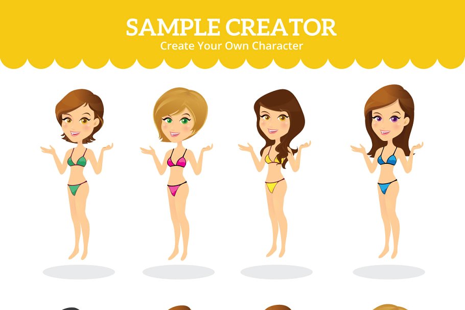 卡通女孩形象Logo徽标设计素材包 Custom Girls – Logo & Badges Creator插图(1)