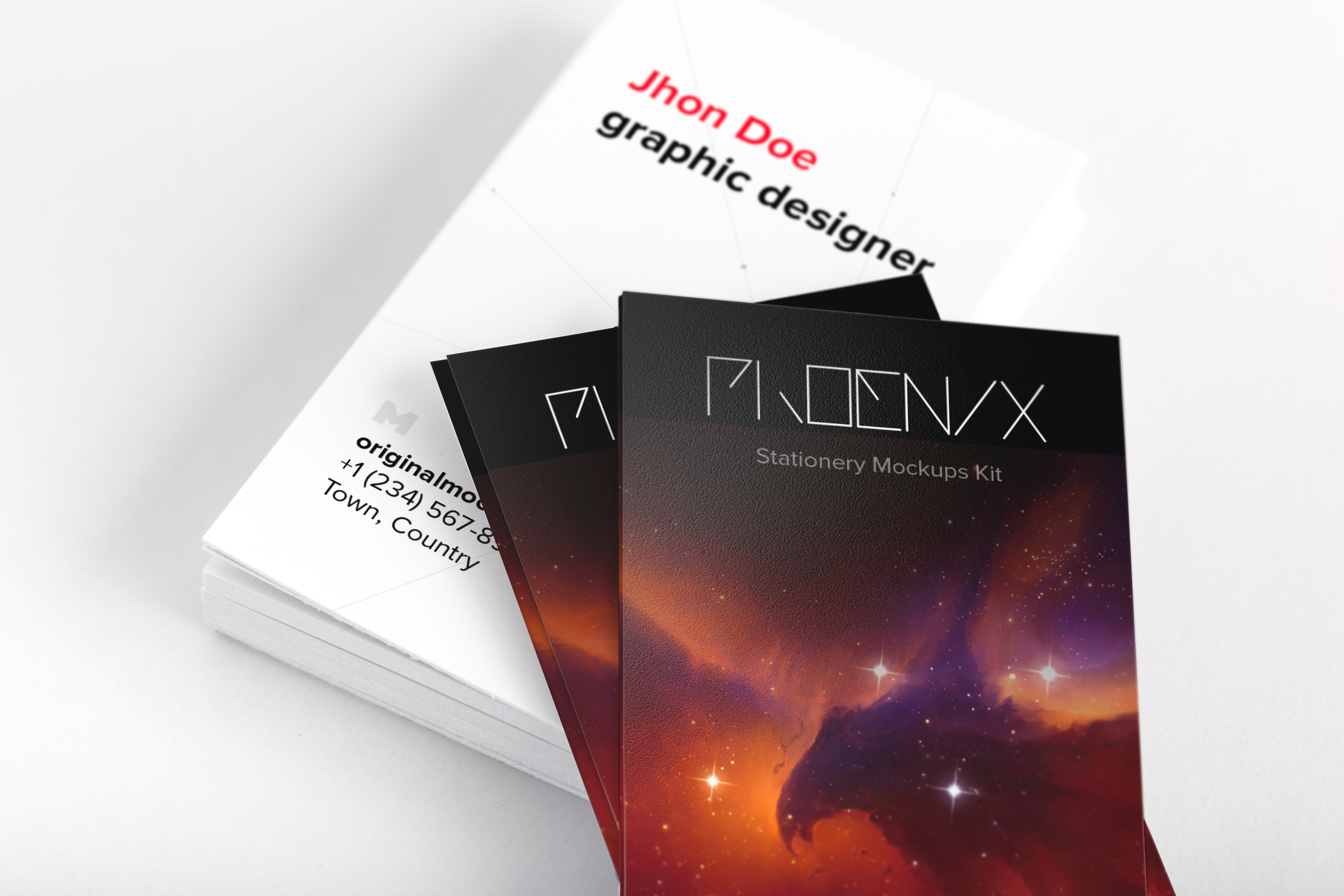 企业名片设计双面印刷效果图样机04 Business Cards Mockup 04插图