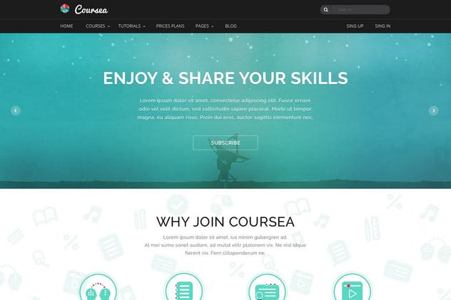 在线教育&线上培训网站PSD模板 Coursea – Online Tutorials & Courses Template插图(2)