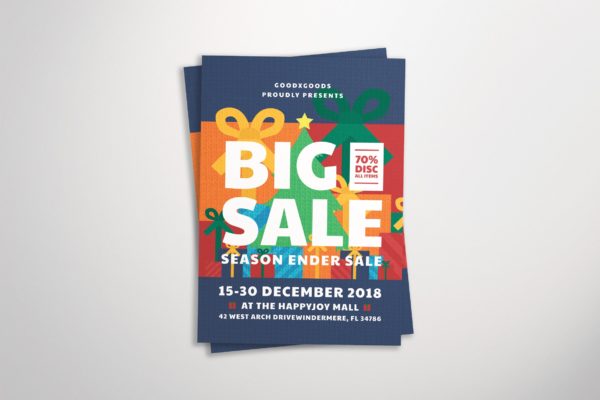 圣诞节季末大促活动海报传单设计模板 Christmas Sale Flyer
