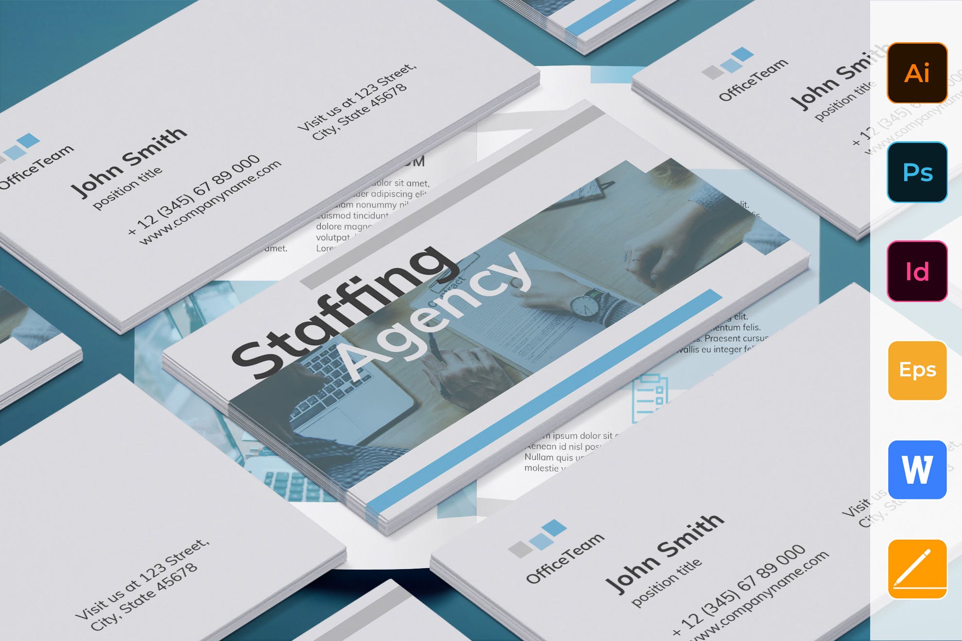 人力资源企业名片设计模板 Staffing Agency Business Card插图