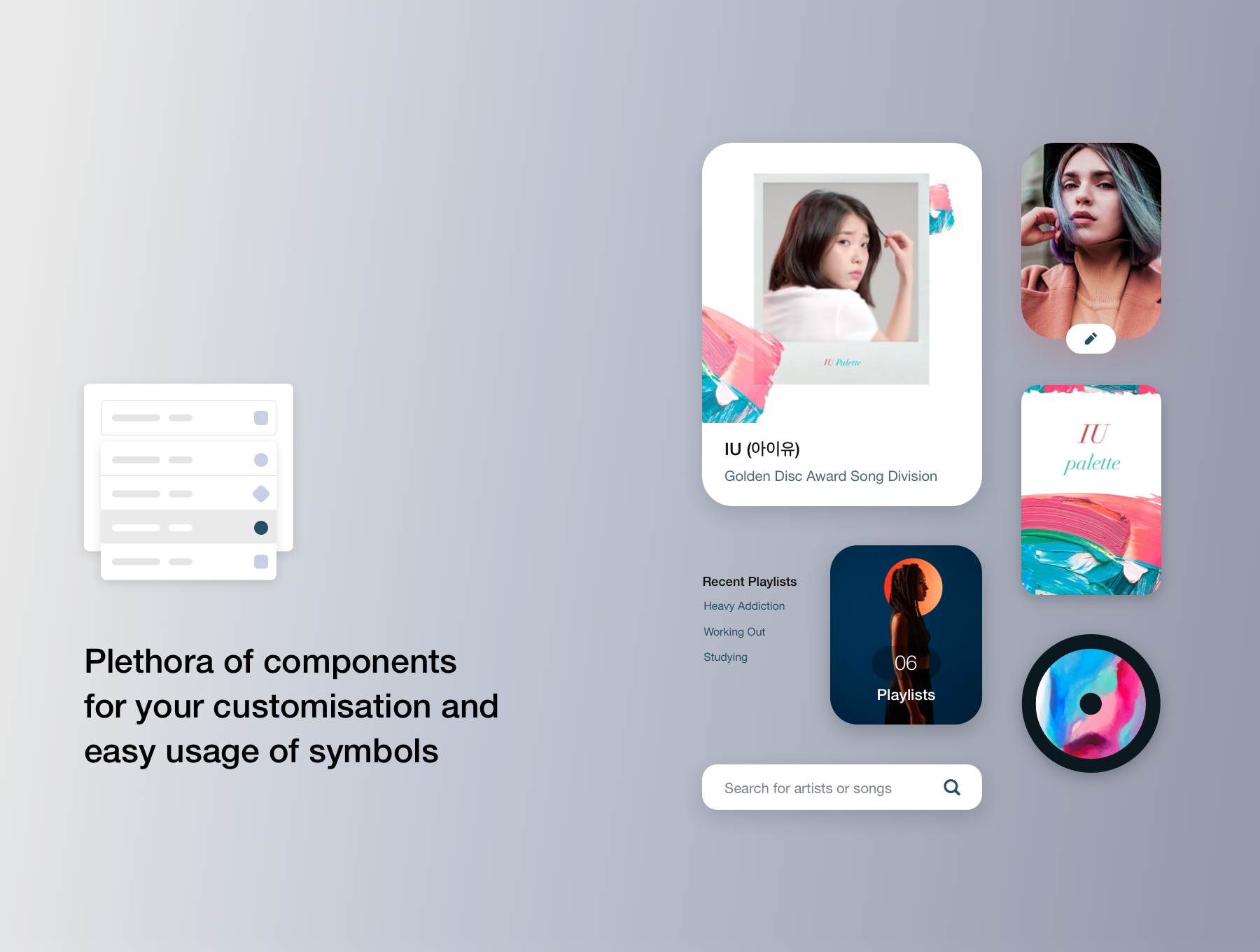 素材库下午茶：社交媒体音乐播放器APP UI设计套件[Sketch]插图(4)
