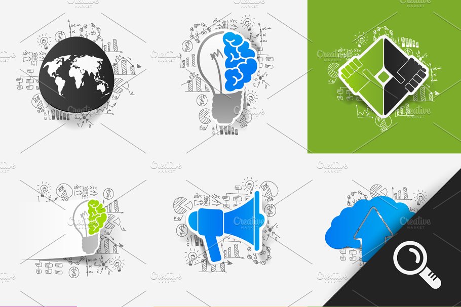 71款商务公式贴纸图案插画 71 PAPER STICKERS-business formulas插图(3)