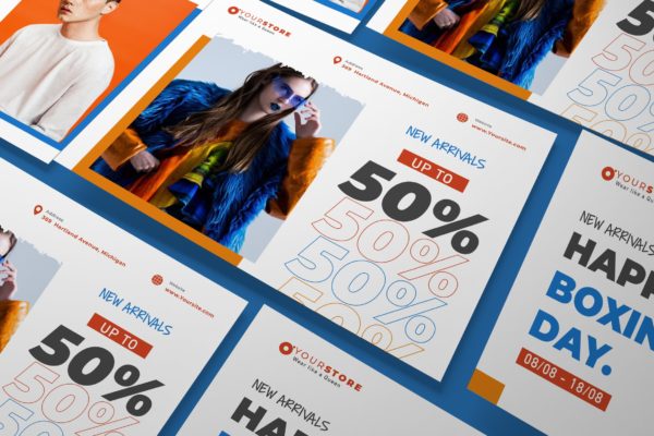 创意时尚促销活动横版传单设计模板 Creative Fashion Sale A5 Business Flyer Template