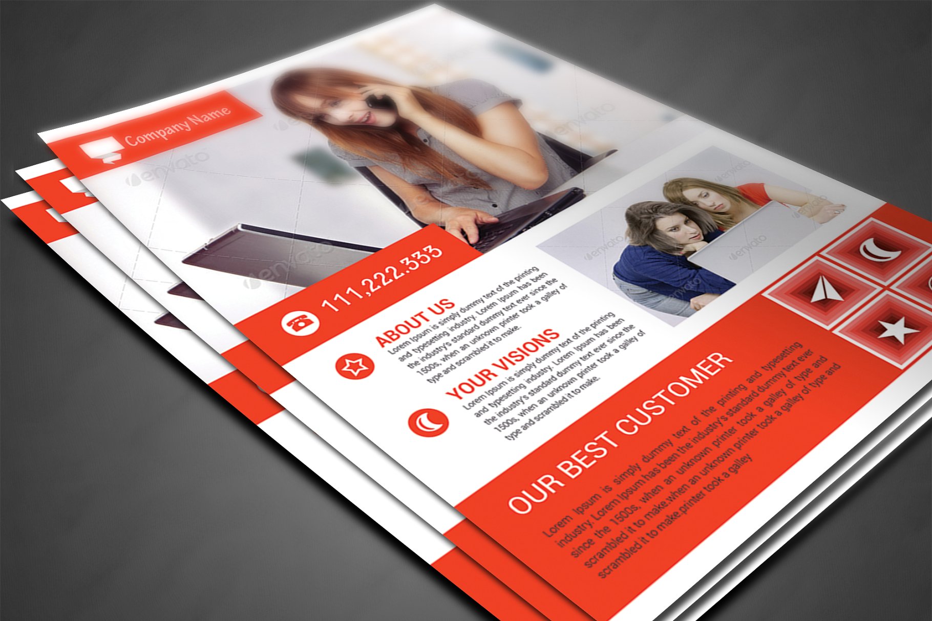 传统企业标准传单海报设计模板 Corporate Business Flyer Print Templ插图(2)