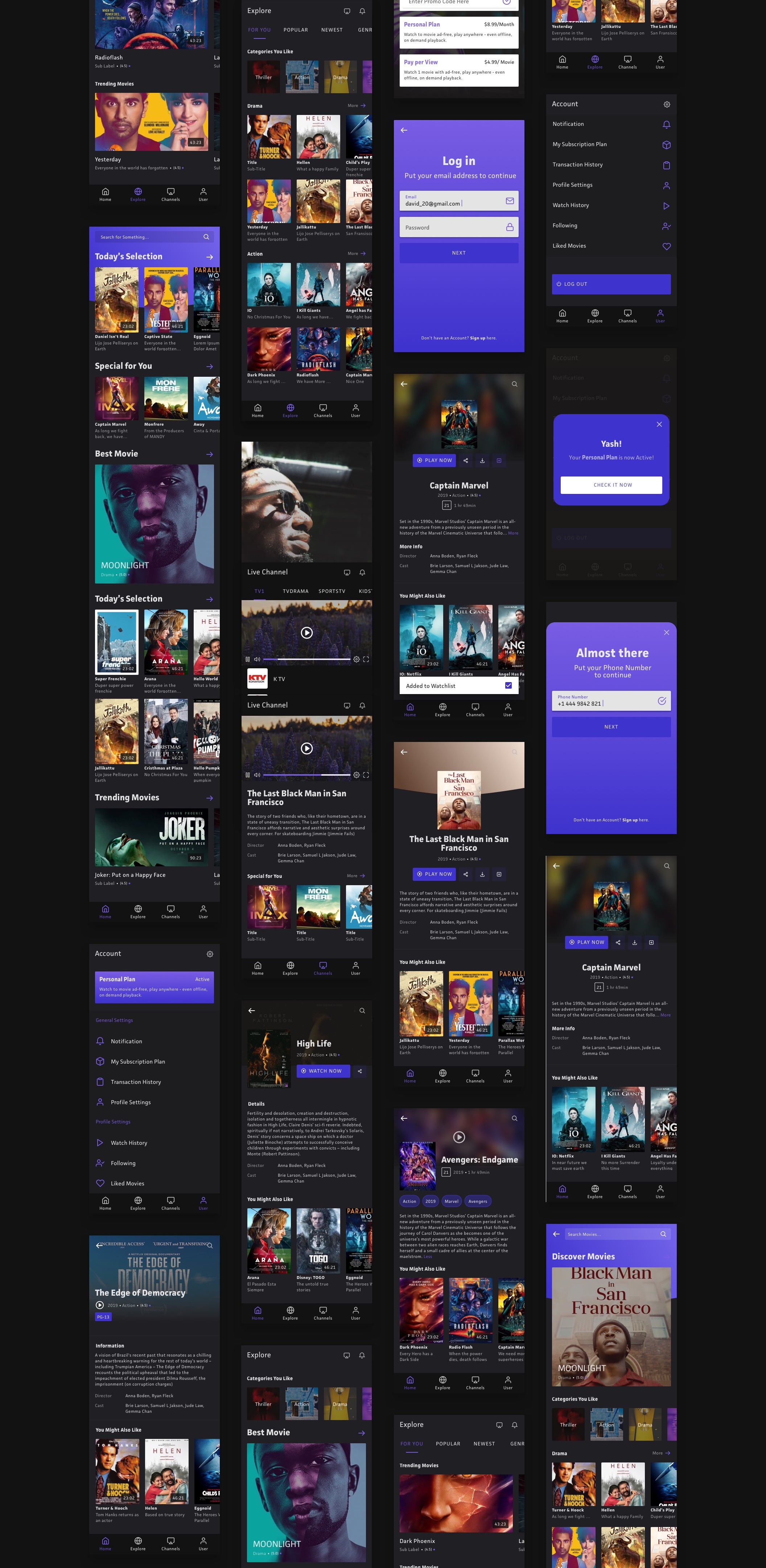素材库下午茶：电影流媒体应用程序UI设计素材库精选套件[Sketch,XD]插图(2)