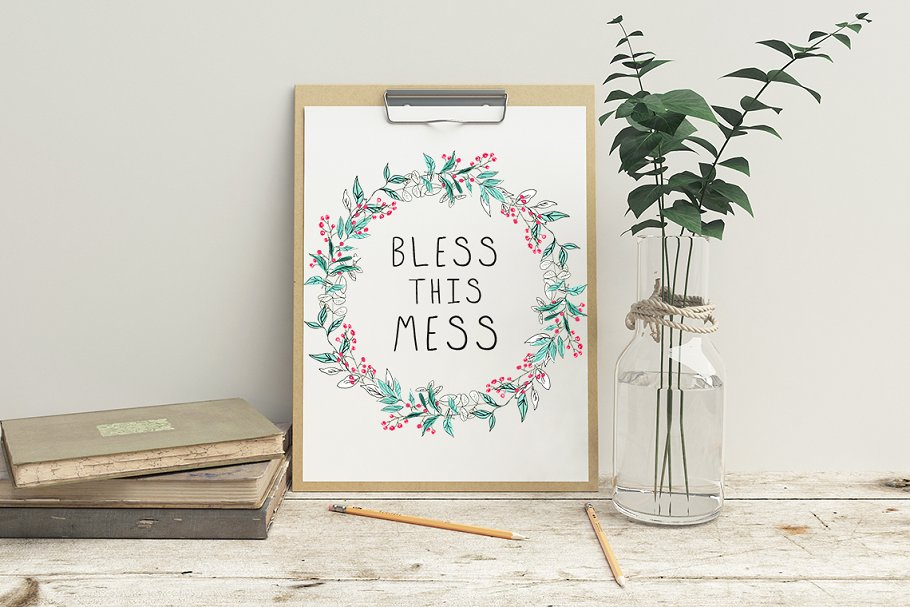 薄荷和紫色水彩花卉 Mint and Purple Watercolor Flowers插图(6)