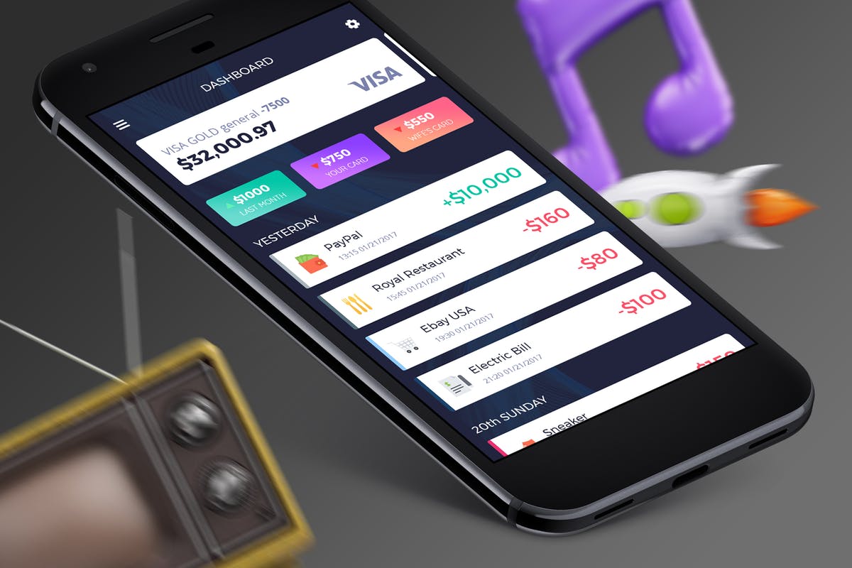 线上交易金融类手机APP UI套件 – H Finance 7 Mobile Ui – H插图