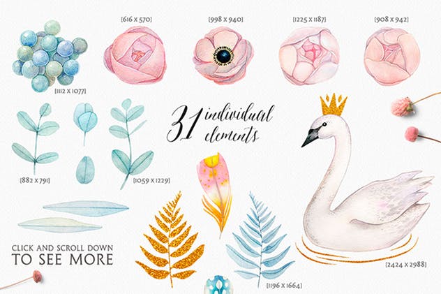 神奇白色魔法水彩插画集 WHITE MAGIC watercolor set插图(1)