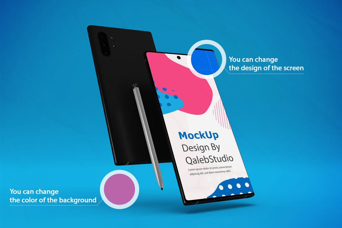 三星大屏手机Note 10屏幕预览样机模板 Note 10 Mockup插图(1)